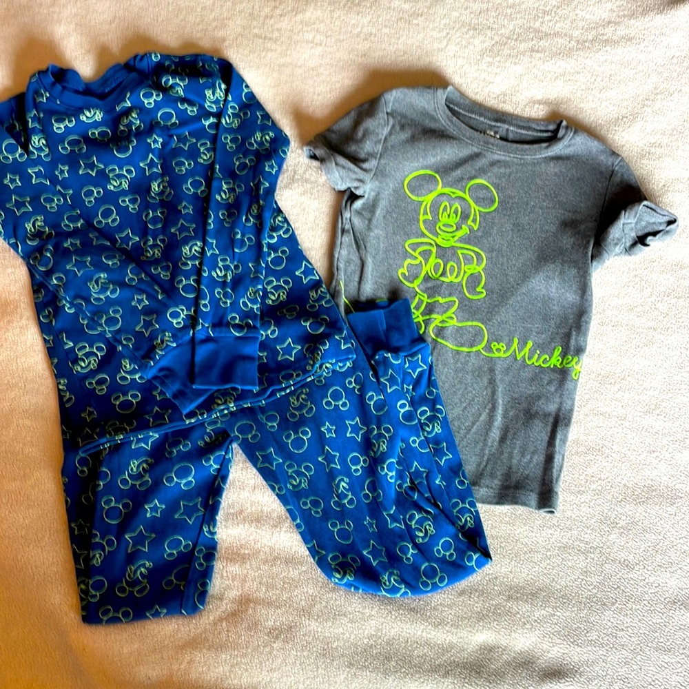 Disney Mickey Mouse Pajama Set of 3 | Kids Size 8 | Long Sleeve, Short Sleeve &